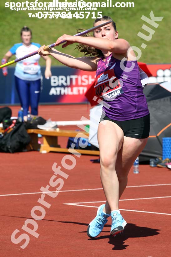 Womens javelin, 2019 Muller British Championships, Alexander Stadium, Birmingham. Photo: David T. Hewitson/Sports for All Pics